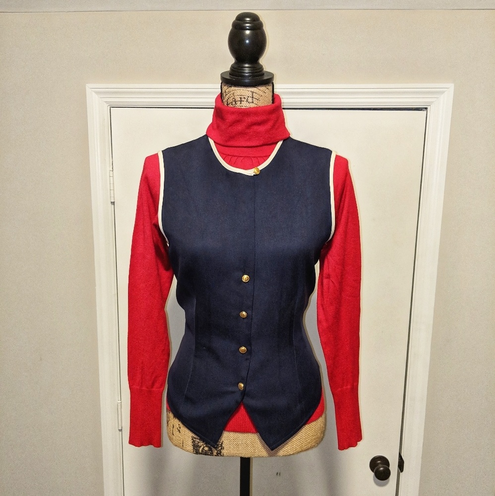 Vintage blue and Cream Vest